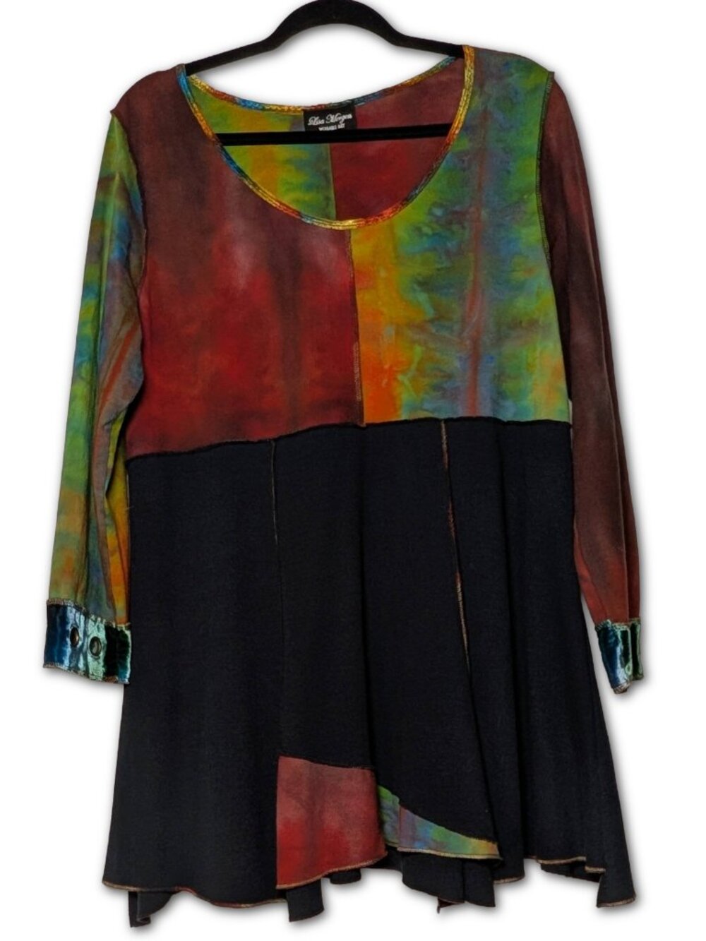 Lisa Mergen rare one of a kind hand dyed cotton/silk/velvet tunic or minidress